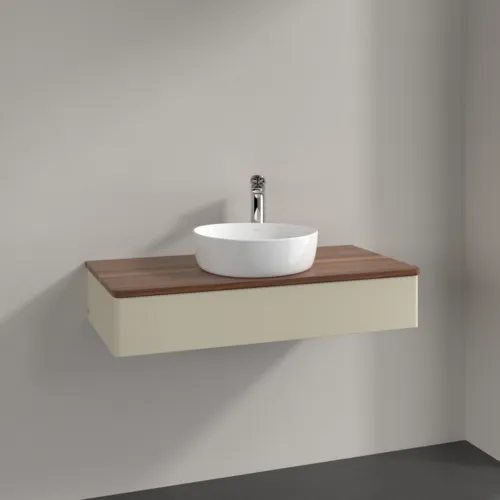 VILLEROY BOCH Toaletní skříňka Antao, 1 zásuvka, 1000 x 190 x 500 mm, přední strana bez konstrukce, hedvábně šedý matný lak / teplý ořech #K09052HJ, obrázek 2