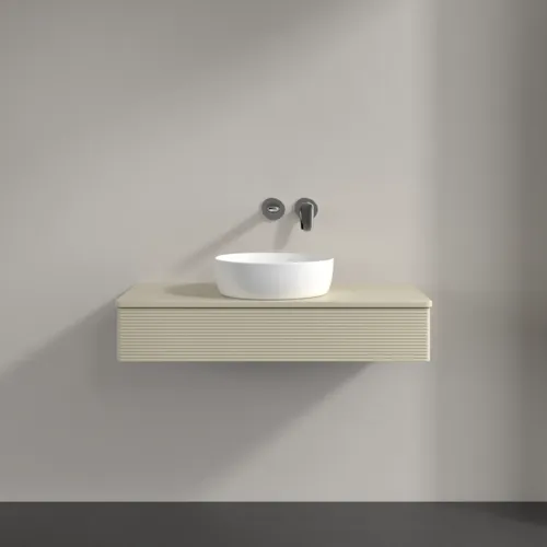 VILLEROY BOCH Toaletní skříňka Antao, 1 zásuvka, 1000 x 190 x 500 mm, přední strana s konstrukcí, Silk Grey Matt Lacquer / Silk Grey Matt Lacquer #K09110HJ, obrázek 3
