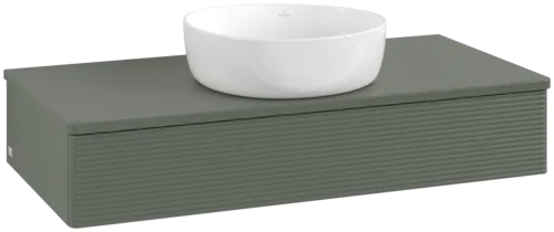 VILLEROY BOCH Toaletní skříňka Antao, 1 zásuvka, 1000 x 190 x 500 mm, texturovaná přední část, listově zelený matný lak / listově zelený matný lak #K09110HL