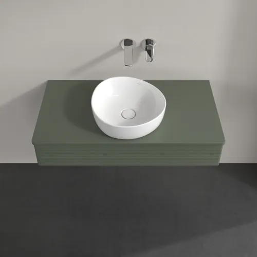 VILLEROY BOCH Toaletní skříňka Antao, 1 zásuvka, 1000 x 190 x 500 mm, texturovaná přední část, listově zelený matný lak / listově zelený matný lak #K09110HL, obrázek 4