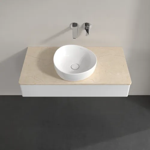 VILLEROY BOCH Toaletní stolek Antao, 1 zásuvka, 1000 x 190 x 500 mm, přední strana bez konstrukce, lesklý bílý lak / Botticino #K09013GF, obrázek 4