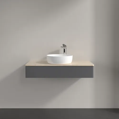 VILLEROY BOCH Toaletní skříňka Antao, 1 zásuvka, 1000 x 190 x 500 mm, přední strana bez konstrukce, antracitový matný lak / Botticino #K09053GK, obrázek 3