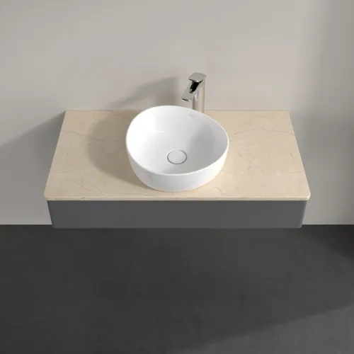 VILLEROY BOCH Toaletní skříňka Antao, 1 zásuvka, 1000 x 190 x 500 mm, přední strana bez konstrukce, antracitový matný lak / Botticino #K09053GK, obrázek 4