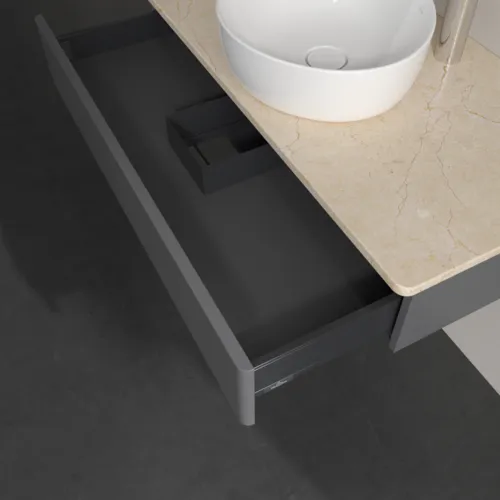 VILLEROY BOCH Toaletní skříňka Antao, 1 zásuvka, 1000 x 190 x 500 mm, přední strana bez konstrukce, antracitový matný lak / Botticino #K09053GK, obrázek 6