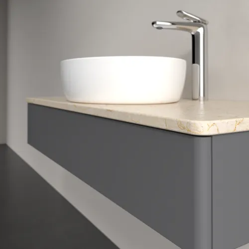 VILLEROY BOCH Toaletní skříňka Antao, 1 zásuvka, 1000 x 190 x 500 mm, přední strana bez konstrukce, antracitový matný lak / Botticino #K09053GK, obrázek 5
