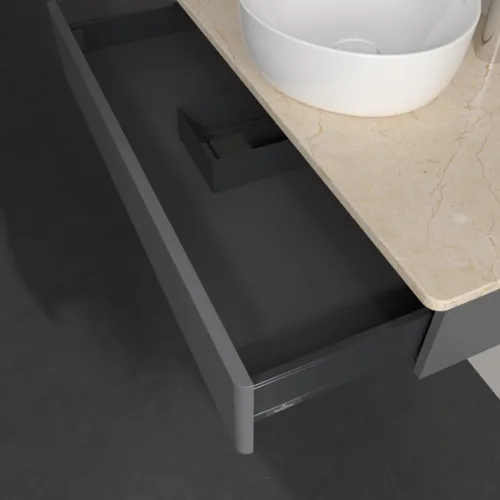 VILLEROY BOCH Toaletní skříňka Antao, 1 zásuvka, 1000 x 190 x 500 mm, přední strana bez konstrukce, antracitový matný lak / Botticino #K09053GK, obrázek 7