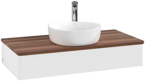 VILLEROY BOCH Toaletní skříňka Antao, 1 zásuvka, 1000 x 190 x 500 mm, přední strana bez konstrukce, bílý matný lak / teplý ořech #K09052MT