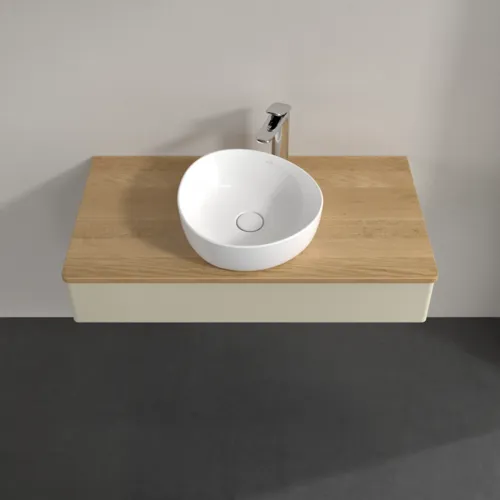 VILLEROY BOCH Toaletní skříňka Antao, 1 zásuvka, 1000 x 190 x 500 mm, přední strana bez konstrukce, hedvábně šedý matný lak / medový dub #K09051HJ, obrázek 4