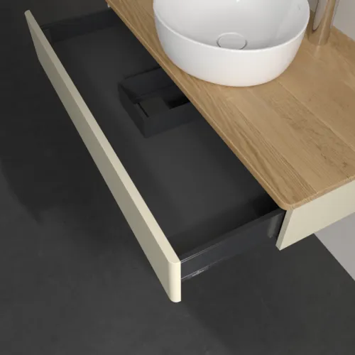 VILLEROY BOCH Toaletní skříňka Antao, 1 zásuvka, 1000 x 190 x 500 mm, přední strana bez konstrukce, hedvábně šedý matný lak / medový dub #K09051HJ, obrázek 6