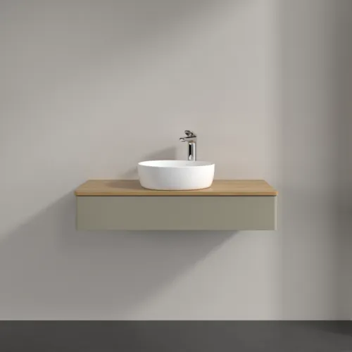 VILLEROY BOCH Toaletní skříňka Antao, 1 zásuvka, 1000 x 190 x 500 mm, přední strana bez konstrukce, Stone Grey Matt Lacquer / Honey Oak #K09051HK, obrázek 3