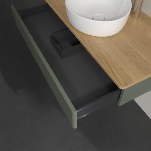 VILLEROY BOCH Antao toaletní skříňka, 1 zásuvka, 1000 x 190 x 500 mm, přední strana bez konstrukce, Leaf Green Matt Lacquer / Honey Oak #K09051HL, obrázek 6