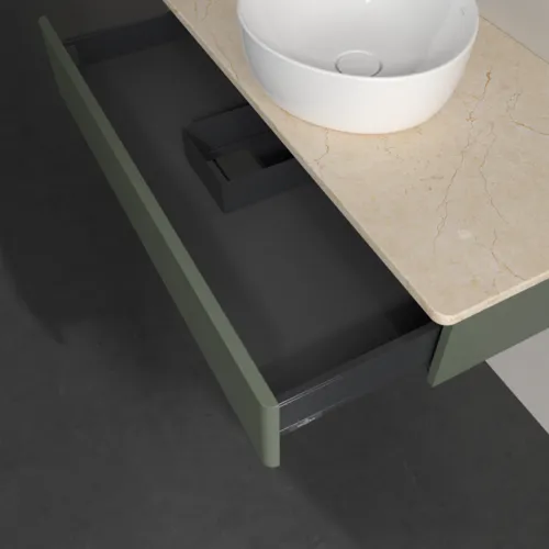 VILLEROY BOCH Antao toaletní skříňka, 1 zásuvka, 1000 x 190 x 500 mm, přední strana bez konstrukce, Leaf Green Matt Lacquer / Botticino #K09013HL, obrázek 6