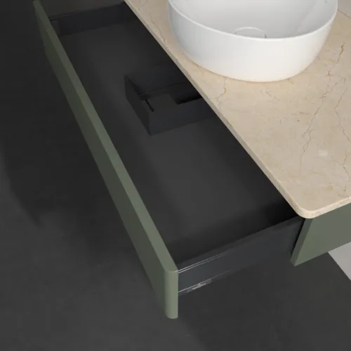 VILLEROY BOCH Antao toaletní skříňka, 1 zásuvka, 1000 x 190 x 500 mm, přední strana bez konstrukce, Leaf Green Matt Lacquer / Botticino #K09013HL, obrázek 7
