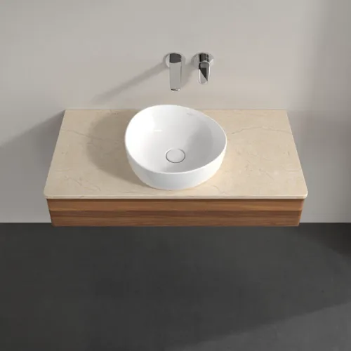 VILLEROY BOCH Toaletní skříňka Antao, 1 zásuvka, 1000 x 190 x 500 mm, přední strana bez konstrukce, teplý ořech / Botticino #K09013HM, obrázek 4