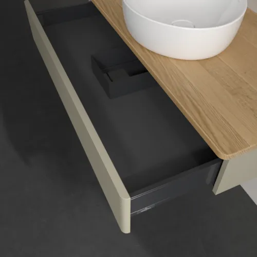 VILLEROY BOCH Toaletní skříňka Antao, 1 zásuvka, 1000 x 190 x 500 mm, přední strana s konstrukcí, Stone Grey Matt Lacquer / Honey Oak #K09111HK, obrázek 7