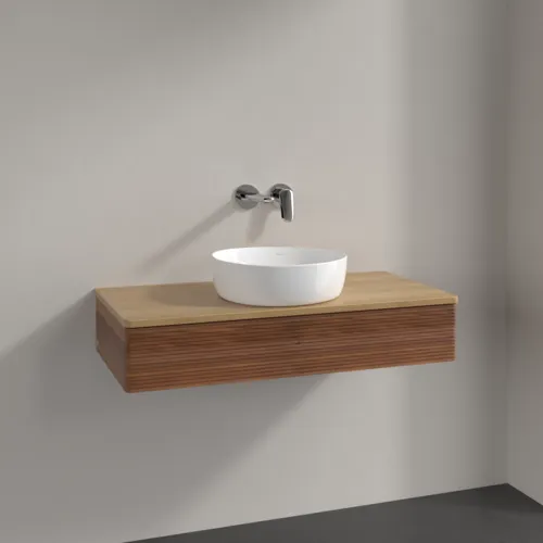 VILLEROY BOCH Toaletní skříňka Antao, 1 zásuvka, 1000 x 190 x 500 mm, strukturované čelo, teplý ořech / medový dub #K09111HM, obrázek 2