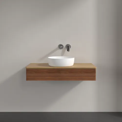 VILLEROY BOCH Toaletní skříňka Antao, 1 zásuvka, 1000 x 190 x 500 mm, strukturované čelo, teplý ořech / medový dub #K09111HM, obrázek 3