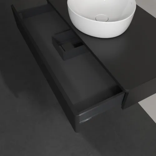VILLEROY BOCH Toaletní skříňka Antao, 1 zásuvka, 1000 x 190 x 500 mm, přední strana s konstrukcí, černý matný lak / černý matný lak #K09110PD, obrázek 6