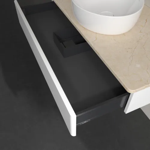 VILLEROY BOCH Toaletní skříňka Antao, 1 zásuvka, 1000 x 190 x 500 mm, přední strana bez konstrukce, bílý matný lak / Botticino #K09013MT, obrázek 6