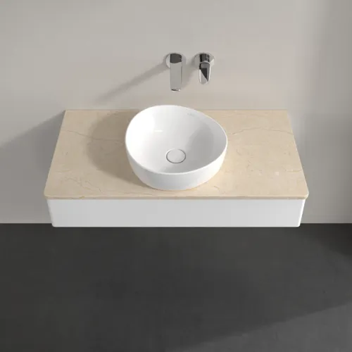 VILLEROY BOCH Toaletní skříňka Antao, 1 zásuvka, 1000 x 190 x 500 mm, přední strana bez konstrukce, bílý matný lak / Botticino #K09013MT, obrázek 4