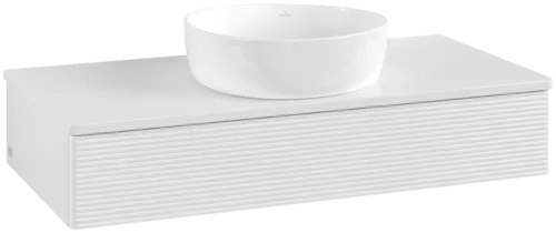 VILLEROY BOCH Toaletní skříňka Antao, 1 zásuvka, 1000 x 190 x 500 mm, strukturovaná přední část, lesklý bílý lak / lesklý bílý lak #K09110GF
