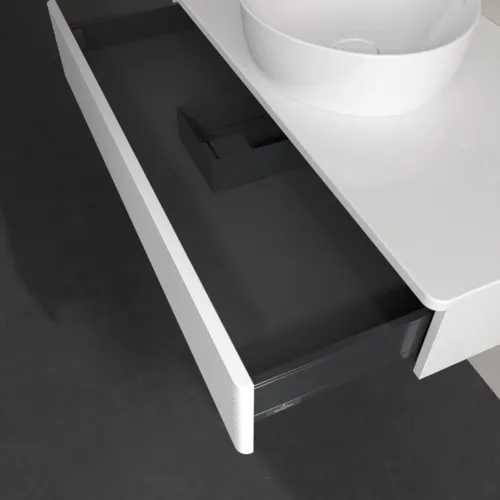 VILLEROY BOCH Toaletní skříňka Antao, 1 zásuvka, 1000 x 190 x 500 mm, strukturovaná přední část, lesklý bílý lak / lesklý bílý lak #K09110GF, obrázek 6