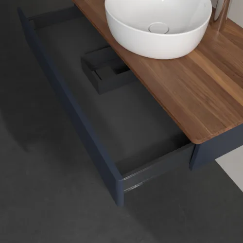 VILLEROY BOCH Toaletní skříňka Antao, 1 zásuvka, 1000 x 190 x 500 mm, přední strana bez konstrukce, půlnočně modrý matný lak / teplý ořech #K09052HG, obrázek 6