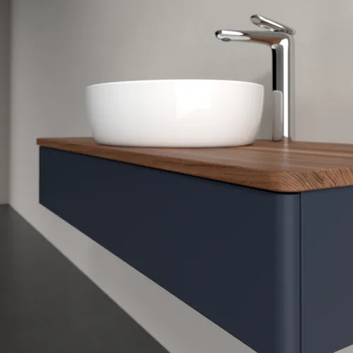 VILLEROY BOCH Toaletní skříňka Antao, 1 zásuvka, 1000 x 190 x 500 mm, přední strana bez konstrukce, půlnočně modrý matný lak / teplý ořech #K09052HG, obrázek 5