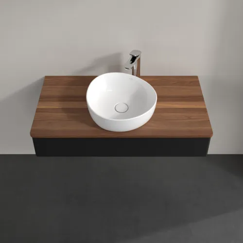 VILLEROY BOCH Toaletní stolek Antao, 1 zásuvka, 1000 x 190 x 500 mm, přední strana bez konstrukce, černý matný lak / teplý ořech #K09052PD, obrázek 4