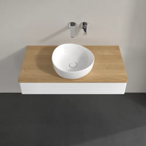 VILLEROY BOCH Toaletní skříňka Antao, 1 zásuvka, 1000 x 190 x 500 mm, přední strana s konstrukcí, bílý matný lak / medový dub #K09111MT, obrázek 4