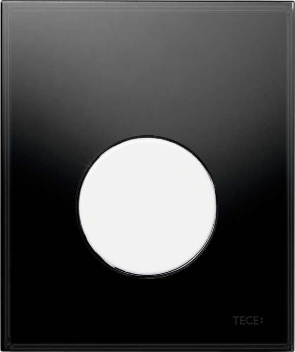 TECE TECEloop urinal flush plate glass incl. cartridge, polished black glass, polished white button #9242654