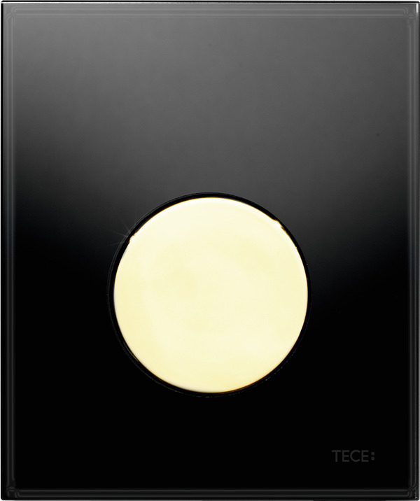 TECE TECEloop urinal flush plate incl. cartridge black glass, gold button 9242658