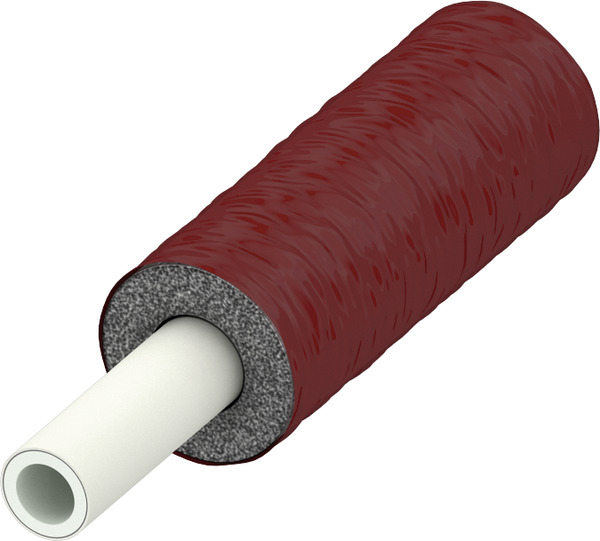 TECE TECEflex multi-layer composite pipe PE-Xc/Al/PE-RT pre-insulated, 9 mm insulation, red, dim. 16, 17 x 2.75 mm #731616