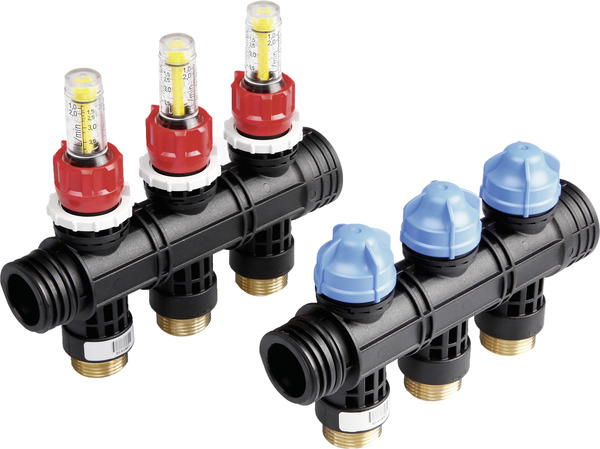 TECE TECEfloor plastic HCM 4 connection module with flow rate indicator, can be coupled, seals O-ring #77390040