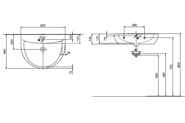 KREINER NAPOLI umyvadlo KR60