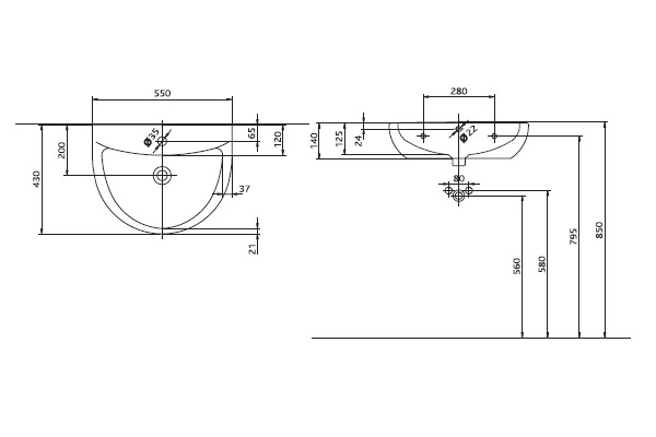 KREINER NAPOLI umyvadlo KR55
