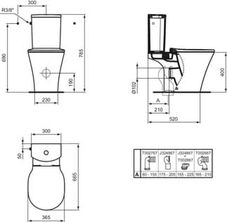 IDEAL STANDARD Connect Air Washdown WC kombinace s AquaBlade #E009701 - Bílá (Alpine), obrázek 11