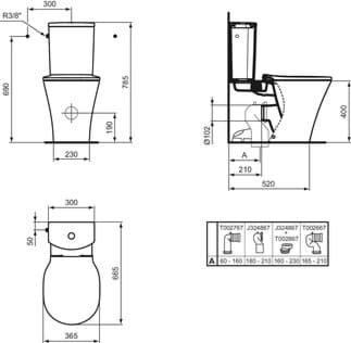 IDEAL STANDARD Connect Air Washdown WC kombinace s AquaBlade #E013701 - Bílá (Alpine), obrázek 9