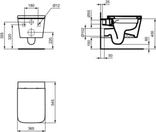 IDEAL STANDARD WC balíček Blend Cube RimLS+ #T520701 - Bílá (Alpine)