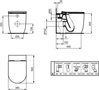IDEAL STANDARD Blend Curve Washdown WC s technologií AquaBlade #T375101 - Bílá (Alpine), obrázek 7