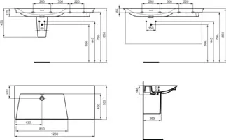 IDEAL STANDARD Nábytkové umyvadlo La Dolce Vita 1260x535mm, bez otvoru pro baterii, s otvorem pro přepad (štěrbinové) #E2706MA - Bílá (Alpine) s Ideal Plus, obrázek 5