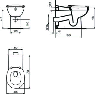 IDEAL STANDARD Podlahový klozet Contour 21+ RimLS #S0437HY - Bílá (SmartGuard), obrázek 5