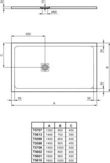IDEAL STANDARD Ultra Flat S+ obdélníková sprchová vanička 1400x900 mm, v jedné rovině s podlahou #T5598FS - křemenná šedá, obrázek 3