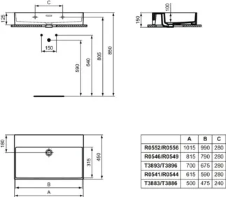 IDEAL STANDARD Extra umyvadlo 1015x450mm, bez otvoru pro baterii, s otvorem pro přepad (štěrbinové) #R055201 - Bílá (Alpine), obrázek 6