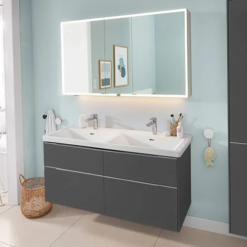 VILLEROY BOCH Subway 3.0 Vanity unit, s osvětlením, 4 výsuvy, 1272 x 576 x 478 mm, grafitová barva #C568L0VR, obrázek 11