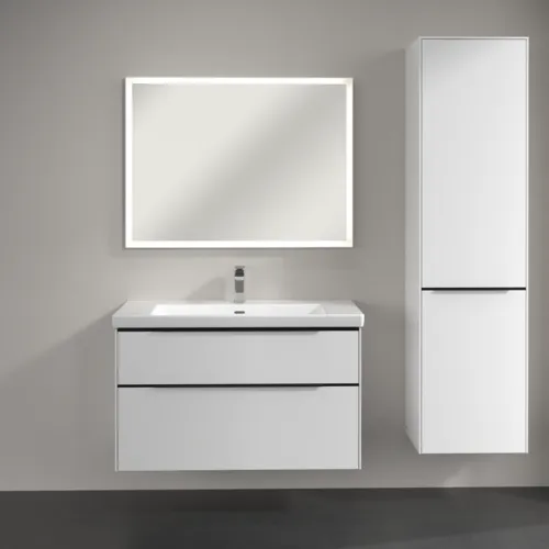 VILLEROY BOCH Spížní skříňka Subway 3.0, 1 dveře, 1 klapka na prádlo, 450 x 1710 x 362 mm, lesklá bílá / lesklá bílá #C59301VE, obrázek 4