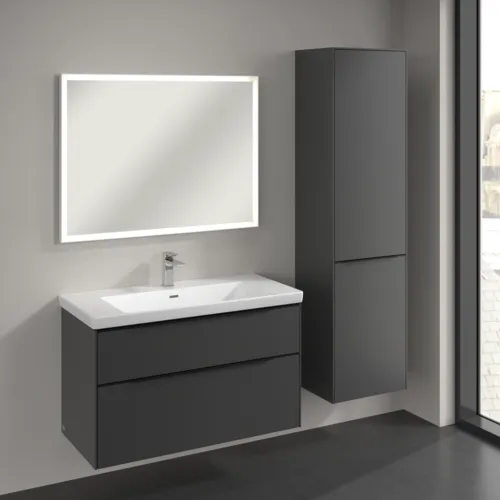 VILLEROY BOCH Spížní skříňka Subway 3.0, 1 dveře, 1 klapka na prádlo, 450 x 1710 x 362 mm, grafitová / grafitová #C59301VR, obrázek 3