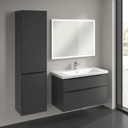 VILLEROY BOCH Spížní skříňka Subway 3.0, 1 dveře, 1 klapka na prádlo, 450 x 1710 x 362 mm, grafitová / grafitová #C59201VR, obrázek 3