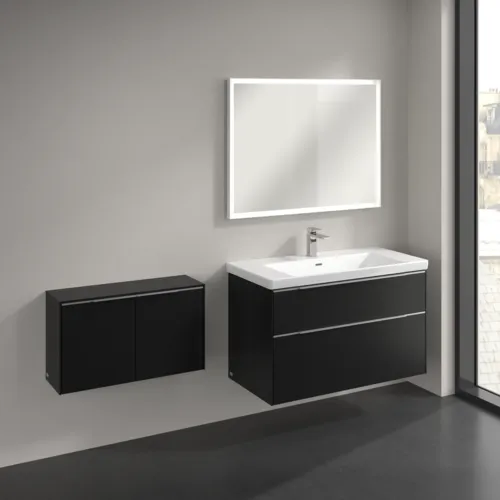 VILLEROY BOCH Příborník Subway 3.0, 2 dveře, 728 x 423 x 256 mm, Volcano Black / Volcano Black #C60000VL, obrázek 3
