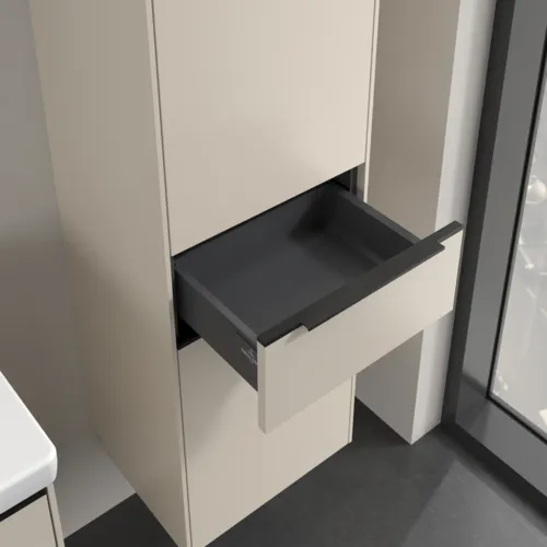 VILLEROY BOCH Subway 3.0 Vysoká skříňka, 2 dveře, 1 zásuvka, 400 x 1710 x 362 mm, Cashmere Grey / Cashmere Grey #C59101VN, obrázek 6